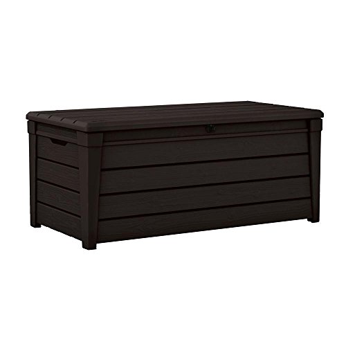 Keter Brightwood 120 Gallon Outdoor Resin Garden Patio Storage Furniture Deck Box