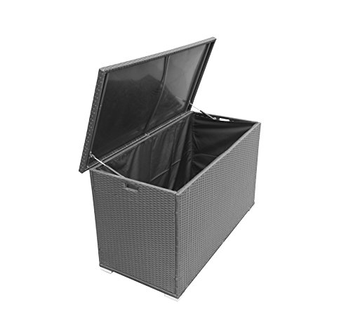 Radeway Wicker Patio Storage Deck Box with Cover 525 L x 275W x 32H -Inch Black