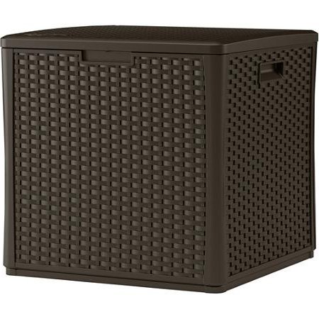 Suncast BMDB60 Durable Double Wall Resin Wicker Patio Storage Deck Box 60-Gallon