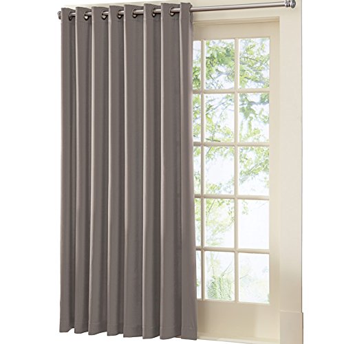 Collections Etc Multipurpose Gramercy Patio Door Curtain Panel with Wand Stone