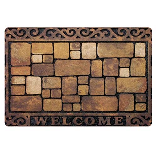 Coloranimal Welcome Door Mat Funny Manor Patio Stones Design Doormat for Bathroom Kitchen High Traffic Area Rugs Durable Entrance Mats 40 x 60 cm