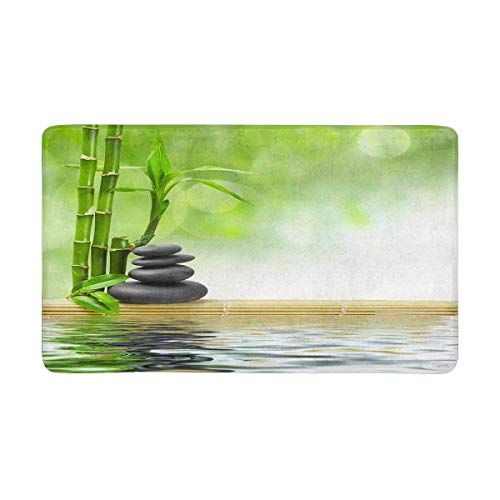 INTERESTPRINT Spa Concept Zen Basalt Stones Front Door Mat 30 X 18 Inches Welcome Doormat for Home Indoor Entrance Kitchen Patio