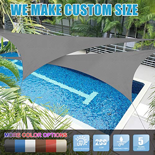 Amgo 16 x 16 x 16 Grey Triangle Sun Shade Sail Canopy Awning 95 UV Blockage Water Air Permeable Commercial Residential for Patio Yard Pergola 5 Yrs Warranty Available for Custom Sizes
