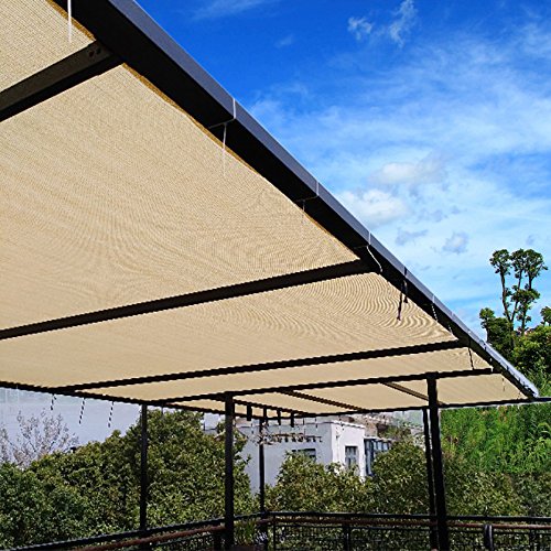 Ecover 90 Shade Cloth Wheat Sunblock Fabric Cut Edge with Free Cilps UV Resistant for PatioPergolaCanopy6x15ft