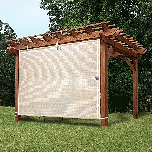 Shatex Garden Shade Fabric Adjustable Vertical Side Wall Panel for PatioPergolaWindow 6x5ft Wheat