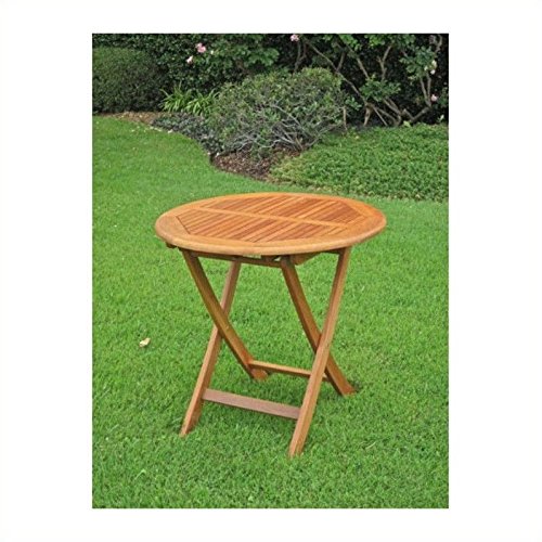 International Caravan Balau 28 Wood Round Folding Patio Table