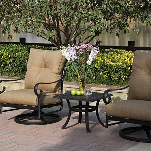 Darlee Santa Anita 3 Piece Cast Aluminum Patio Conversation Seating Set With Swivel Rockers