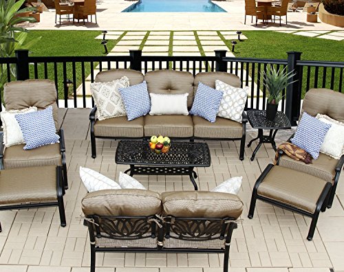 Elizabeth Cast Aluminum Powder Coated 9pc Outdoor Patio Sofa Deep Seating Chat Set - Antique Bronze