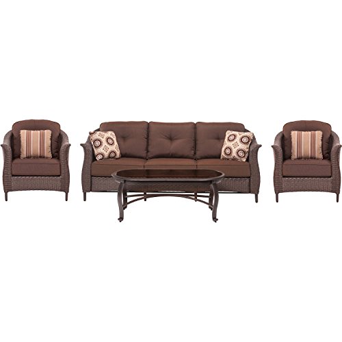 Hanover Gramercy4pc-brn Gramercy 4 Piece Wicker Patio Seating Set, Brown