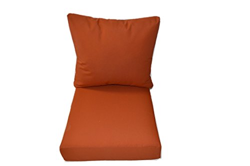 Indoor  Outdoor Cushions for Patio Outdoor Deep Seating Furniture Chair - Ember Orange - Choice of Size SEAT CUSHION - 23W X 24D