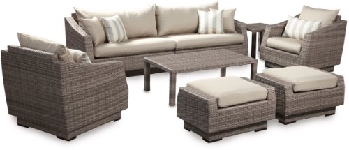 RST Brands 8-Piece Cannes Sofa and Club Chair Deep Seating Group Patio Furniture Set Slate Gray