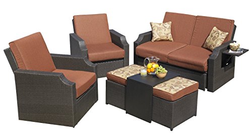 Sedona Seating Set Cushioned Wicker Sunbrella Outdoor Patio Garden 4 Piece Mission Hills Furniture