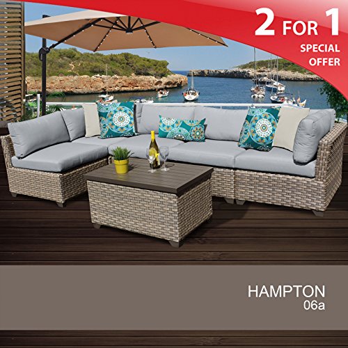 Hampton 6 Piece Outdoor Wicker Patio Furniture Set 06a