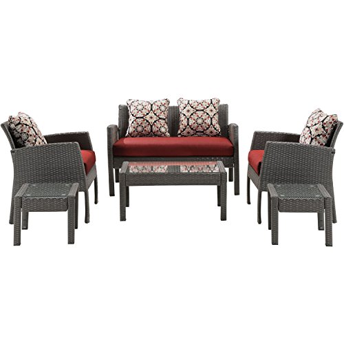 Hanover Chelsea 6 Piece Patio Set Crimson Red