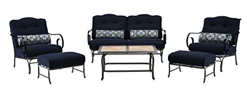 Oceana 6-piece Patio Set In Navy Blue With A Tile-top Coffee Table Oceana6pc-tl-nvy
