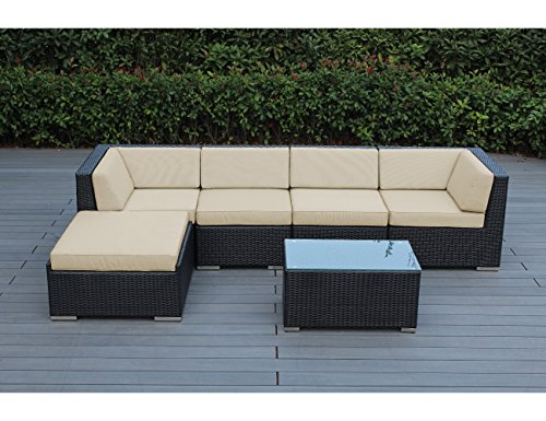 Ohana 6-piece Outdoor Wicker Patio Furniture Sectional Conversation Set With Weather Resistant Cushions Sunbrella