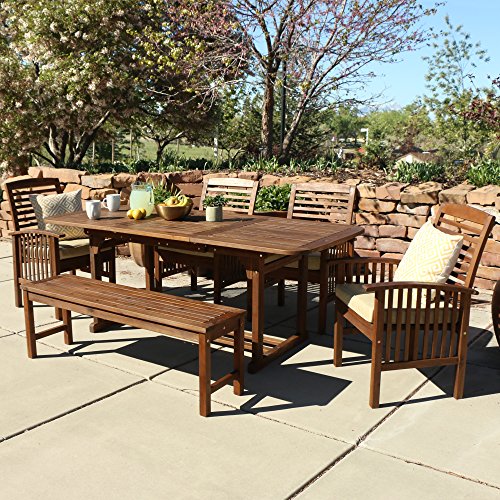We Furniture Solid Acacia Wood 6-piece Patio Dining Set