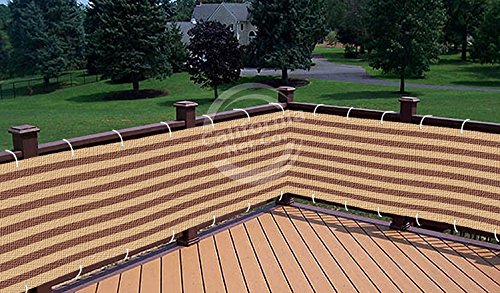California Net CoÂ© Deck Privacy Screen Mesh for your Deck Patio Balcony Fence or Swimming Pool 31 inches x 180 inches 15 Feet Khaki  Brown Striped