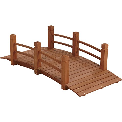 5 ft 59 in Wooden Garden Bridge  Garden Stream Yard Walkway w Double Rails Product SKU GD04211