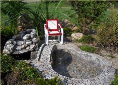 Miniature Fairy Garden Bridge Waterfall with Pond Pump