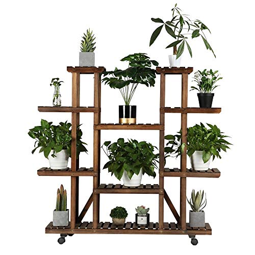 Yaheetech Plant Stand Shelf Indoor - 6 Tier Tiered Wood Plant Flower Pots Shelves Rack Holder Stand Indoor Outdoor for Multiple Plants Garden Balcony Patio Living Room