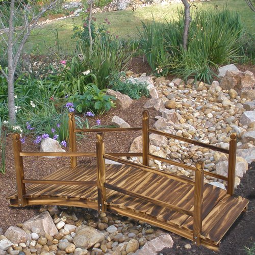 Best Choice Products&reg Wooden Bridge 5 Stained Finish Decorative Solid Wood Garden Pond Bridge New