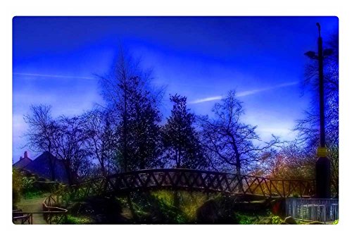 Irocket Indoor Floor Rugmat - Lovely Bridge Over A Park Pond In Blue Hue Hdr 236 X 157 Inches