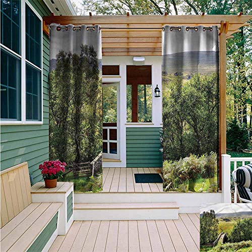 AFGG Custom Outdoor CurtainLandscape Green Landscape BridgeEnergy Efficient Room DarkeningW108x84L