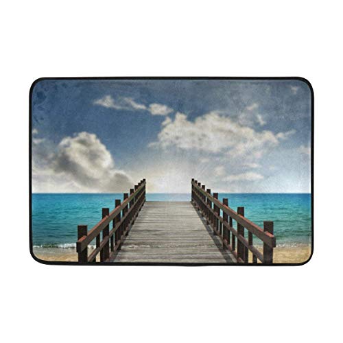 Maozond8 Tropical Landscape Bridge Into Sea Non-Slip Door Mat Home DecorDurable Indoor Outdoor Entrance Doormat 236 X 157 Inches