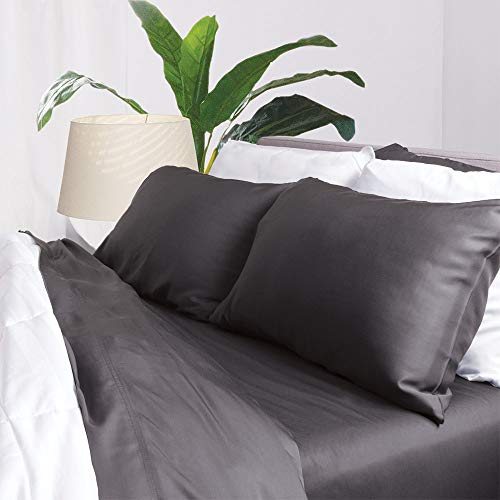 Aloha Soft Bamboo Sheets 4 Piece Bed Sheet Set - Includes Bed Sheets and Pillowcases - Lifetime Quality Guarantee Queen Graphite