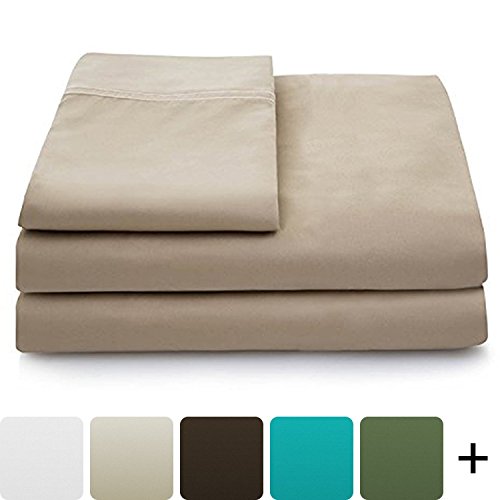 Cosy House Collection Luxury Bamboo Sheets - 5 Piece Bedding Set - High Blend from Natural Bamboo Fiber - Soft Wrinkle Free Fabric - 2 Fitted Sheets 1 Flat 2 Pillow Cases - Split King Tan