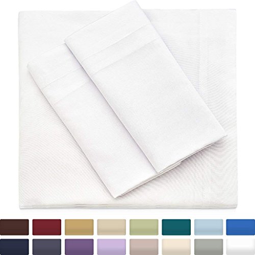 Cosy House Collection Premium Bamboo Sheets - Deep Pocket Bed Sheet Set - Ultra Soft Cool Bedding - Hypoallergenic Blend from Natural Bamboo Fiber - 4 Piece - Queen White
