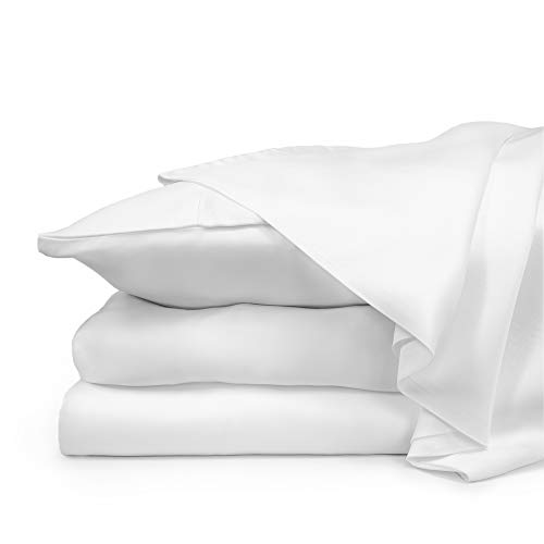 ZENLUSSO Bed Sheet Set Luxury 100 Bamboo Sheets - Hypoallergenic Deep Pockets Silky Soft White Queen