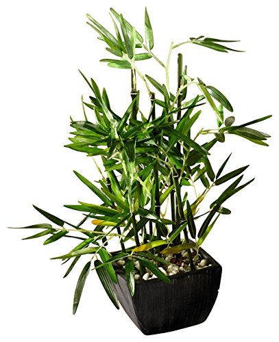 Faux Bamboo Plant- Lush Artificial Bamboo In Pot With River Stones Product Sku Hd222717