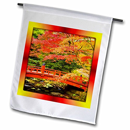 3drose Fl_53117_1 Japanese Bridge And Autumn Leaves Garden Flag 12 By 18-inch