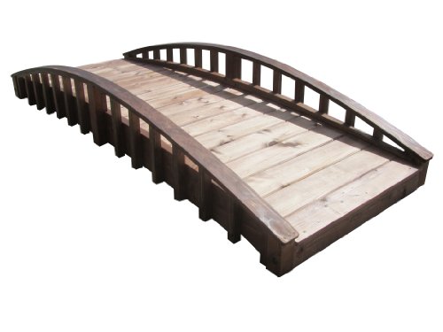 Samsgazebos Crescent Japanese Style Wood Garden Bridge 8-feet Brown