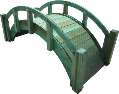 Samsgazebos Miniature Japanese Treated Wood Garden Bridge 25-inch Green