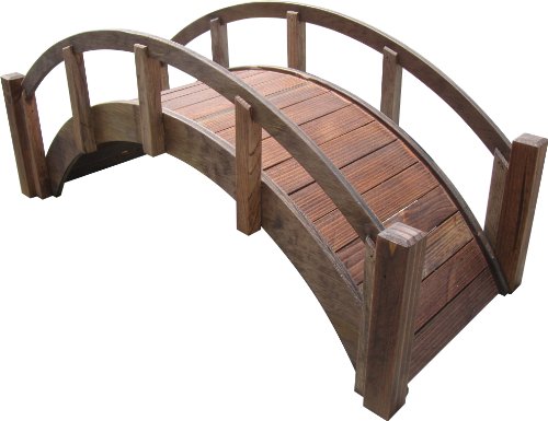 Samsgazebos Miniature Japanese Treated Wood Garden Bridge 29-inch Brown