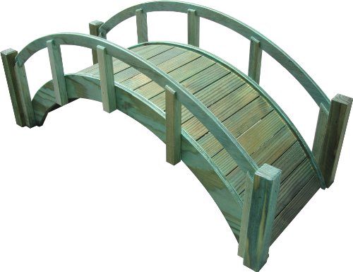 Samsgazebos Miniature Japanese Treated Wood Garden Bridge 29-inch Green