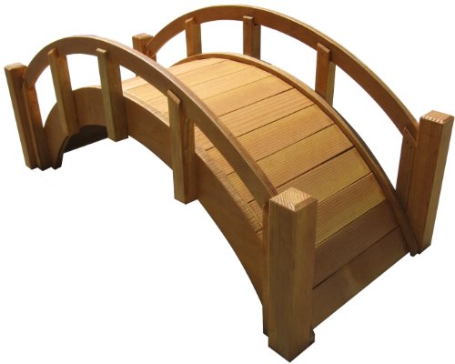 Samsgazebos Miniature Japanese Waterproofed Wood Garden Bridge 25-inch Tan