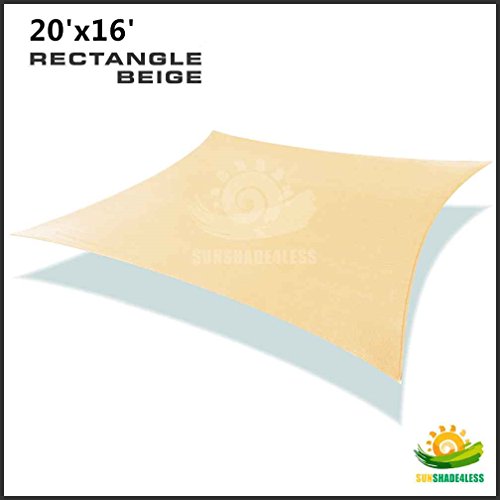 16 X 20 Sun Shade Sail Uv Top Outdoor Canopy Patio Lawn Rectangle Beige