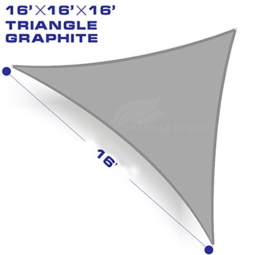 Shade&ampbeyond 16 X 16 X 16 Graphite Color Triangle Sun Shade Sail Uv Block For Outdoor Facility And Activities