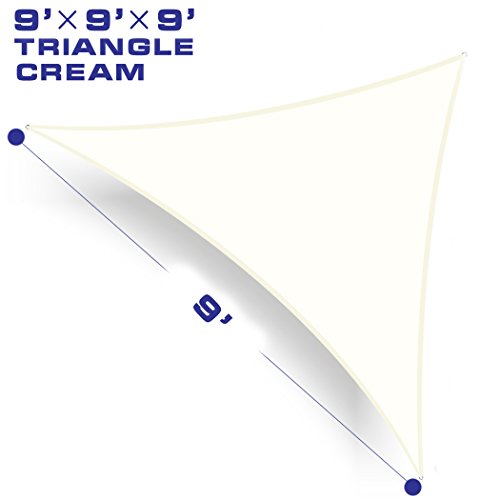 Shade&ampbeyond 9 X 9 X 9 Cream Color Triangle Sun Shade Sail Uv Block For Outdoor Facility And Activities