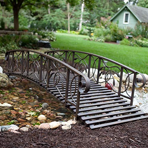 Arrieta Apparel 8-Ft Metal Garden Bridge in Weathered Black Finish - 750-lb Weight Capacity