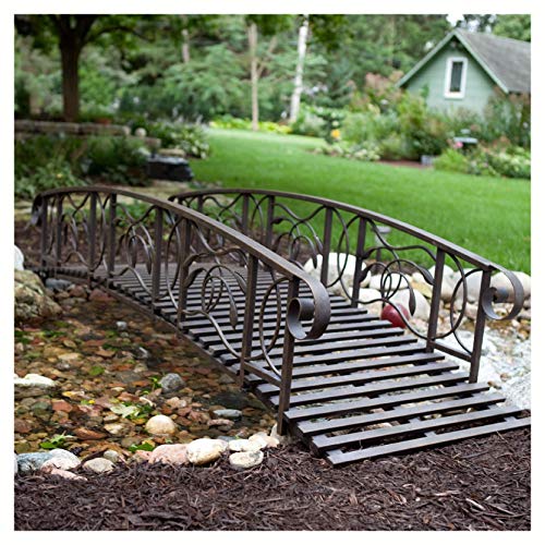 Garden Bridge 8-Ft Metal Garden Bridge in Weathered Black Finish - 750-lb Weight Capacity