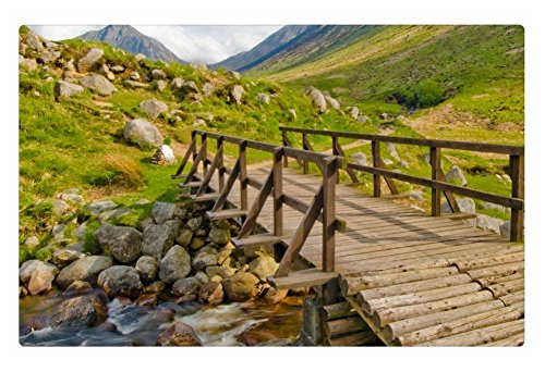 Irocket Indoor Floor Rugmat - Wooden Foot Bridge Over Mountain Stream 236 X 157 Inches