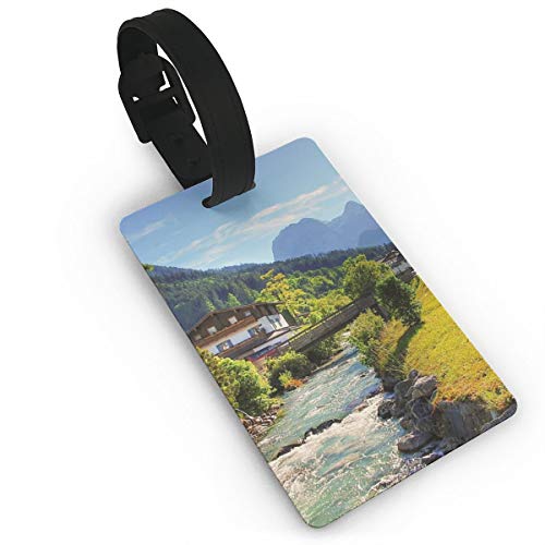 DFGDFGDR Small Bridge and River WaterLuggage Tags is PVC Material Durable Very Suitable for Men and Women in Luggage
