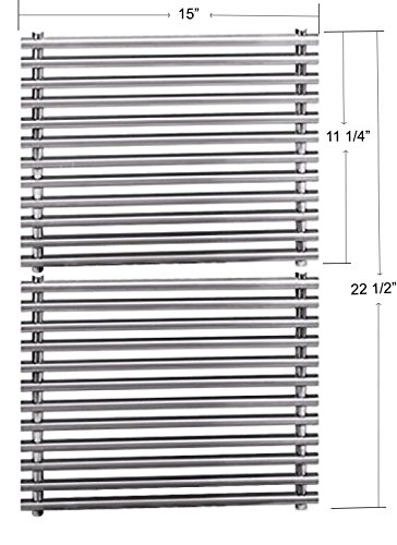 Grill Valueparts REV521SM Replacement Stainless Steel Cooking Grid  Cooking Grate For Select Weber Grill Models Set of 2 Dims 15 D X 11 14 W For each unit 15 D X 22 12 W For 2 units