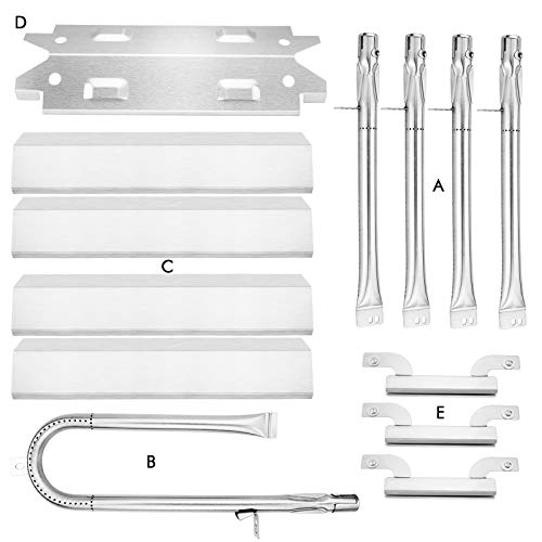 Uniflasy Grill Replacement Parts Kit for Brinkmann Brinkman 810-3660-S 810-3661-F Includes Grill Burner Tube Pipe Heat Plate ShieldHeat TentBurner CoverFlame Tamer Crossover Channel Tube