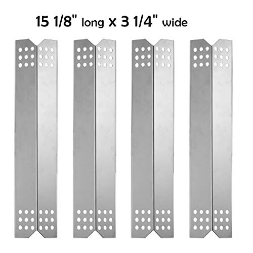 YIHAM KS739 Heat Shield Plate for Master Forge 1010048 Grill Replecement Parts Burner Cover Flame Tamer 15 18 inch x 3 14 inch Stainless Steel Set of 4